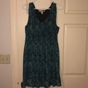 Green and white dress with ruffle detail
